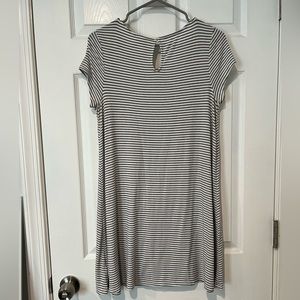 Black and white stripe t-shirt dress